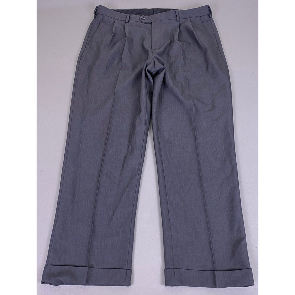 Croft & Barrow Dress Pants Men's Size 38x30 Classic Fit Pleated Cuffed Gray *